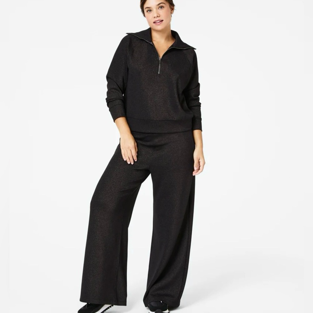 SPANX top & pants SET AirEssentials M Wide Leg Half Zip Scuba Athletic leisure